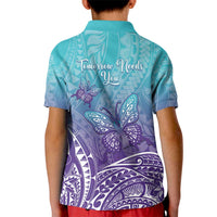 Polynesia Suicide Prevention Month Kid Polo Shirt Butterfly Purple And Teal Ribbon Tomorrow Needs You LT14 - Polynesian Pride