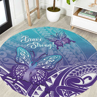 Polynesia Suicide Prevention Month Round Carpet Butterfly Purple And Teal Ribbon Tomorrow Needs You LT14 Teal - Polynesian Pride