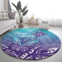 Polynesia Suicide Prevention Month Round Carpet Butterfly Purple And Teal Ribbon Tomorrow Needs You LT14 - Polynesian Pride