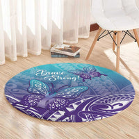 Polynesia Suicide Prevention Month Round Carpet Butterfly Purple And Teal Ribbon Tomorrow Needs You LT14 - Polynesian Pride
