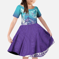 Personalised New Zealand Suicide Prevention Month Family Matching Off The Shoulder Long Sleeve Dress and Hawaiian Shirt You Matter NZ Fern With Maori Koru Lizard