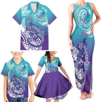 Personalised New Zealand Suicide Prevention Month Family Matching Tank Maxi Dress and Hawaiian Shirt You Matter NZ Fern With Maori Koru Lizard LT14 - Polynesian Pride