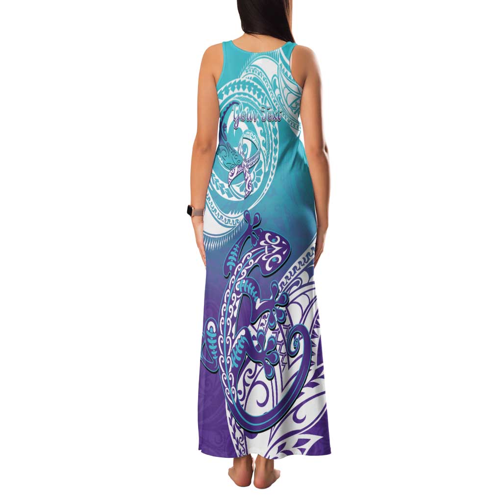 Personalised New Zealand Suicide Prevention Month Family Matching Tank Maxi Dress and Hawaiian Shirt You Matter NZ Fern With Maori Koru Lizard LT14 - Polynesian Pride