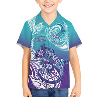 Personalised New Zealand Suicide Prevention Month Family Matching Tank Maxi Dress and Hawaiian Shirt You Matter NZ Fern With Maori Koru Lizard LT14 Son's Shirt Teal - Polynesian Pride