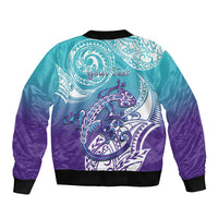 Personalised New Zealand Suicide Prevention Month Sleeve Zip Bomber Jacket You Matter NZ Fern With Maori Koru Lizard