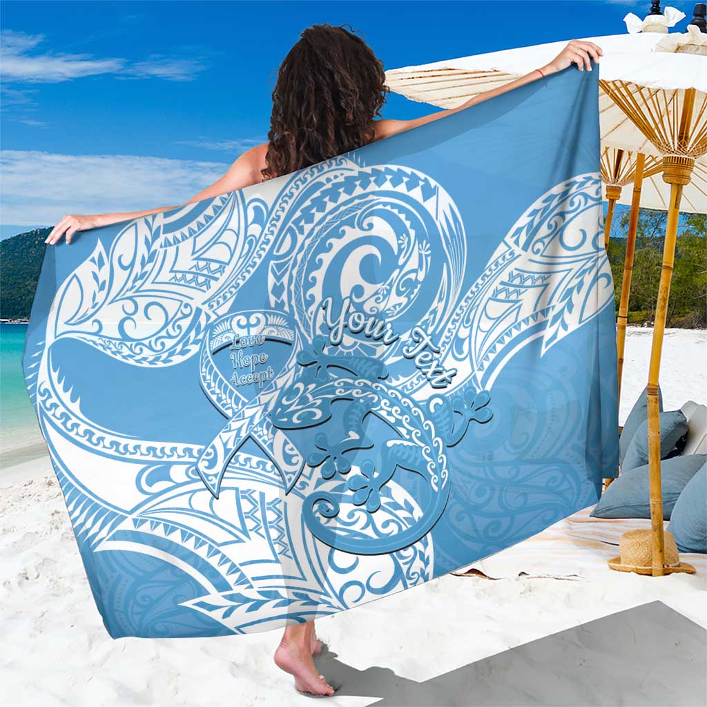 Personalised New Zealand Autism Awareness Sarong NZ Fern With Maori Koru Lizard