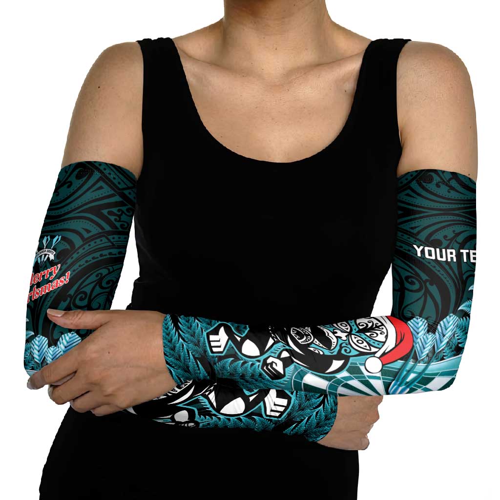 Personalised New Zealand Darts Christmas Arm Sleeves Maori Fern Merry Dartsmas - Polynesian Pride