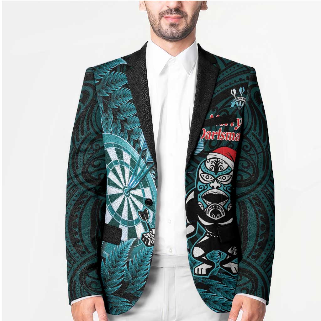Personalised New Zealand Darts Christmas Blazer Maori Fern Merry Dartsmas - Polynesian Pride