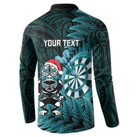 Personalised New Zealand Darts Christmas Button Sweatshirt Maori Fern Merry Dartsmas - Polynesian Pride