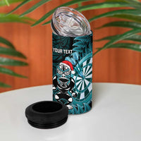 Personalised New Zealand Darts Christmas 4 in 1 Can Cooler Tumbler Maori Fern Merry Dartsmas - Polynesian Pride