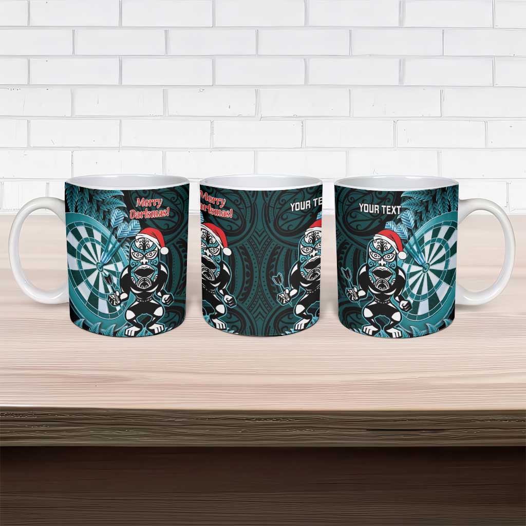 Personalised New Zealand Darts Christmas Ceramic Mug Maori Fern Merry Dartsmas - Polynesian Pride