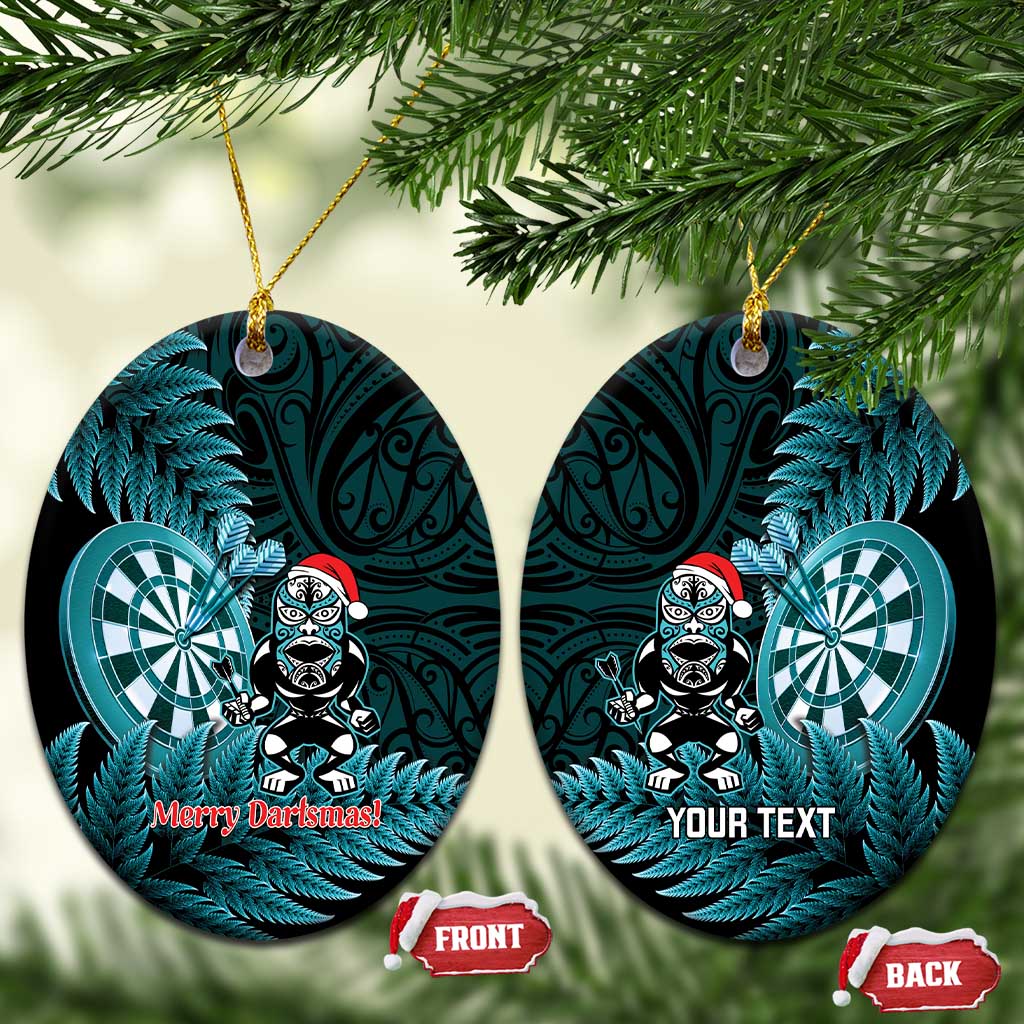 Personalised New Zealand Darts Christmas Ceramic Ornament Maori Fern Merry Dartsmas - Polynesian Pride