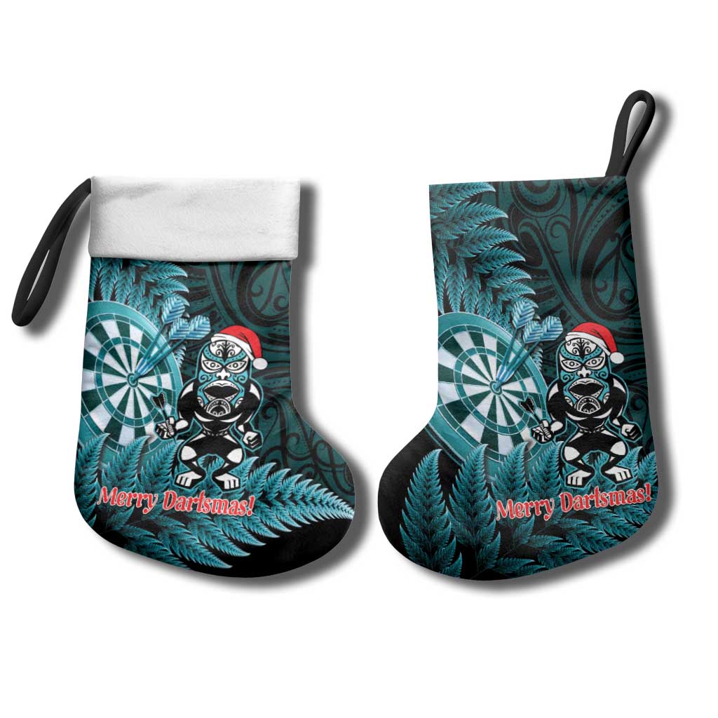 Personalised New Zealand Darts Christmas Stocking Maori Fern Merry Dartsmas - Polynesian Pride