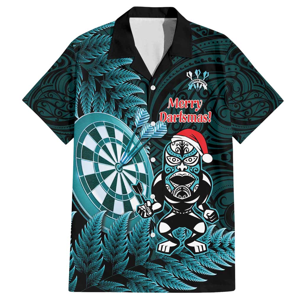 Personalised New Zealand Darts Christmas Family Matching Long Sleeve Bodycon Dress and Hawaiian Shirt Maori Fern Merry Dartsmas - Polynesian Pride