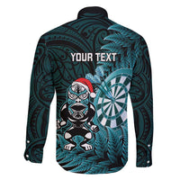 Personalised New Zealand Darts Christmas Family Matching Long Sleeve Bodycon Dress and Hawaiian Shirt Maori Fern Merry Dartsmas - Polynesian Pride