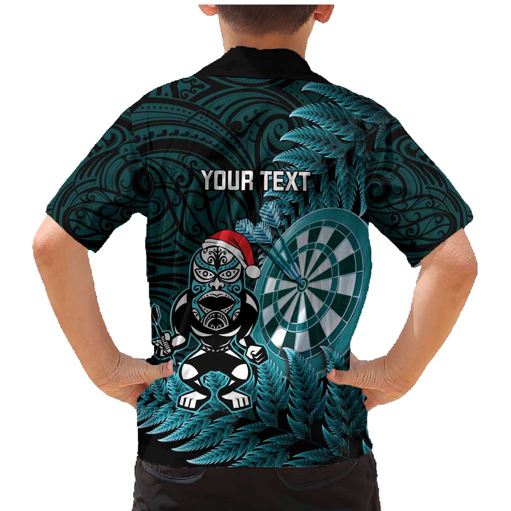 Personalised New Zealand Darts Christmas Family Matching Mermaid Dress and Hawaiian Shirt Maori Fern Merry Dartsmas - Polynesian Pride