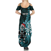 Personalised New Zealand Darts Christmas Family Matching Summer Maxi Dress and Hawaiian Shirt Maori Fern Merry Dartsmas - Polynesian Pride