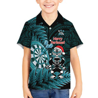 Personalised New Zealand Darts Christmas Hawaiian Shirt Maori Fern Merry Dartsmas - Polynesian Pride