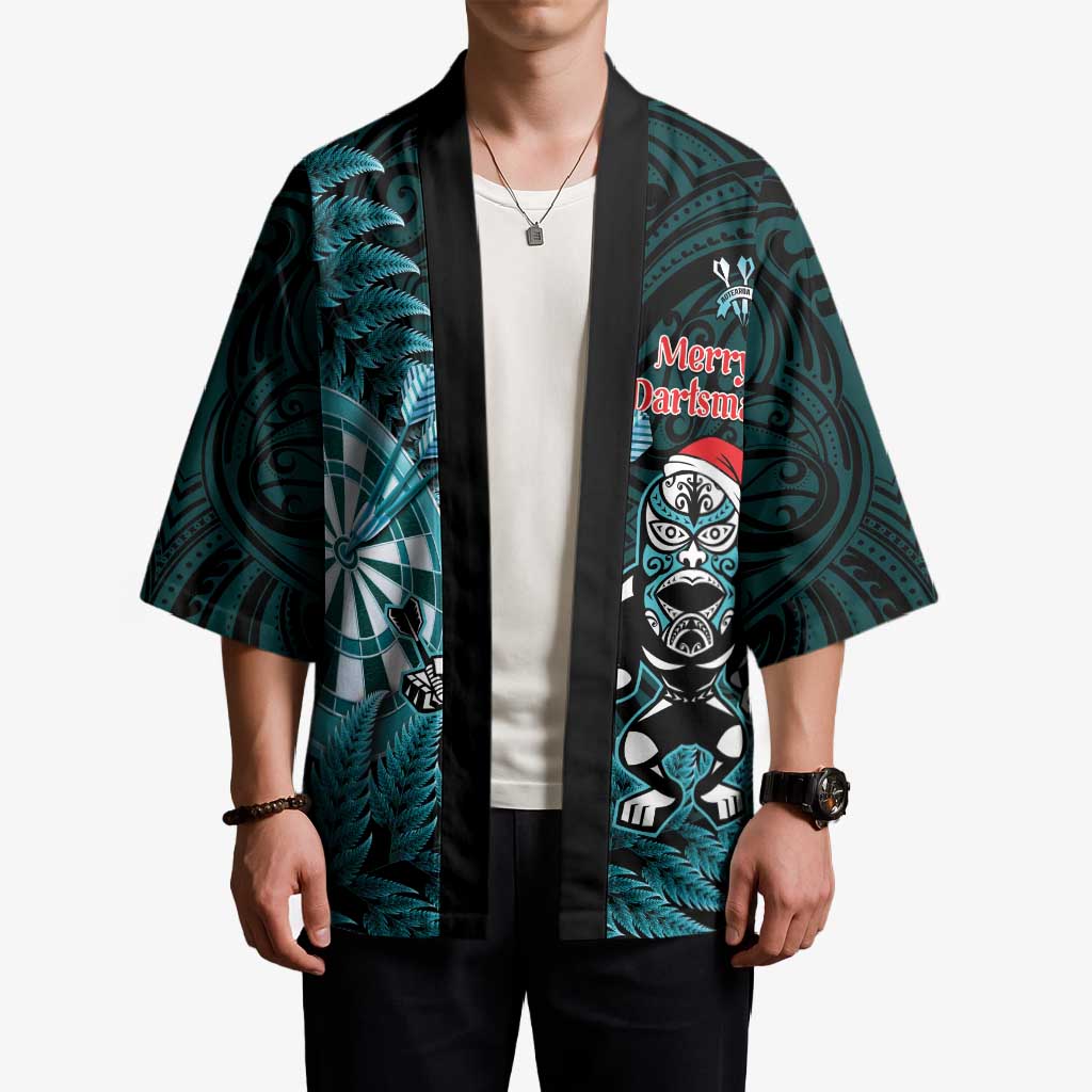Personalised New Zealand Darts Christmas Kimono Maori Fern Merry Dartsmas - Polynesian Pride