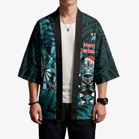 Personalised New Zealand Darts Christmas Kimono Maori Fern Merry Dartsmas - Polynesian Pride