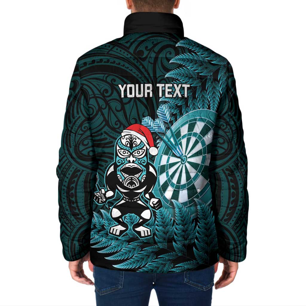 Personalised New Zealand Darts Christmas Padded Jacket Maori Fern Merry Dartsmas - Polynesian Pride