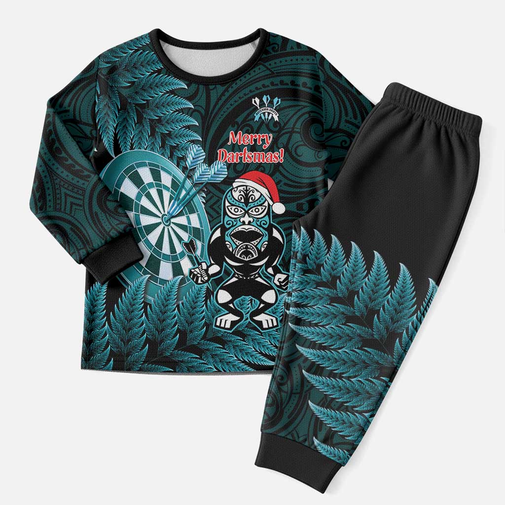 Personalised New Zealand Darts Christmas Pajama Set Maori Fern Merry Dartsmas - Polynesian Pride