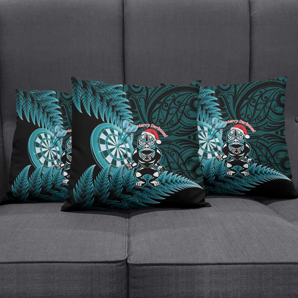 New Zealand Darts Christmas Pillow Cover Maori Fern Merry Dartsmas - Polynesian Pride