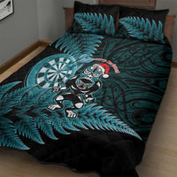 New Zealand Darts Christmas Quilt Bed Set Maori Fern Merry Dartsmas - Polynesian Pride