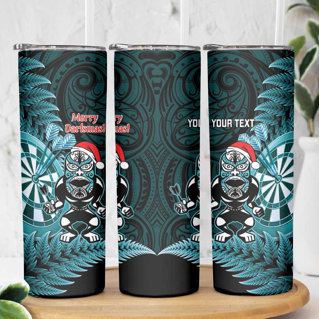 Personalised New Zealand Darts Christmas Skinny Tumbler Maori Fern Merry Dartsmas - Polynesian Pride