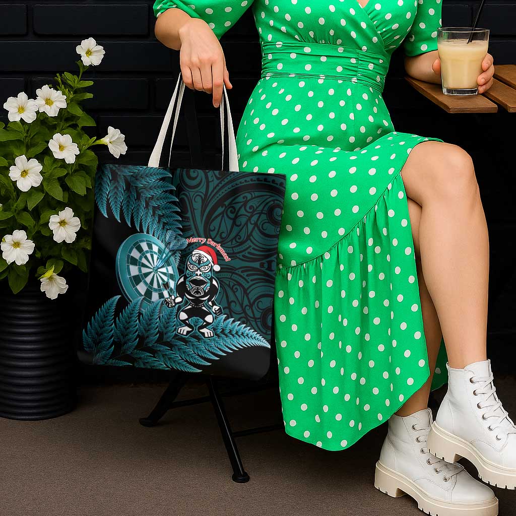 New Zealand Darts Christmas Tote Bag Maori Fern Merry Dartsmas - Polynesian Pride