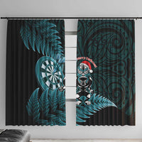 New Zealand Darts Christmas Window Curtain Maori Fern Merry Dartsmas - Polynesian Pride