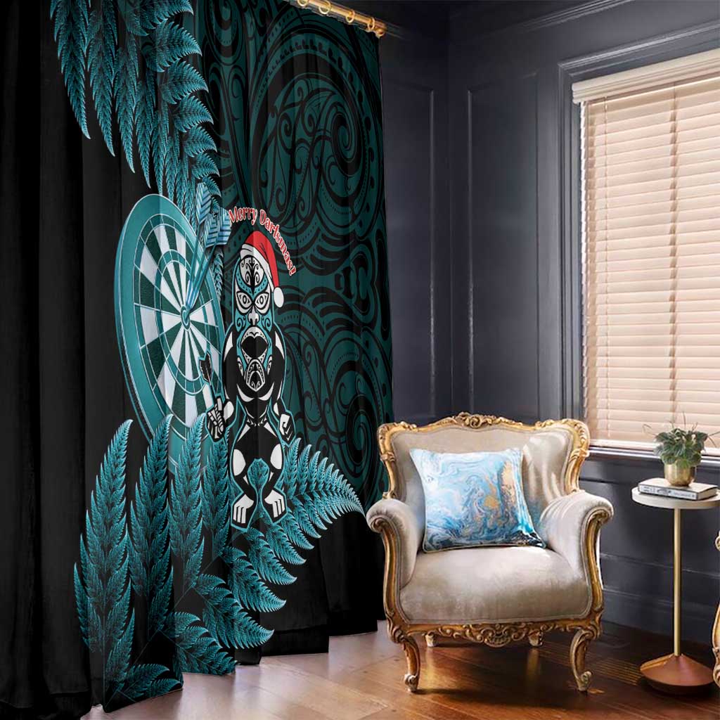 New Zealand Darts Christmas Window Curtain Maori Fern Merry Dartsmas - Polynesian Pride