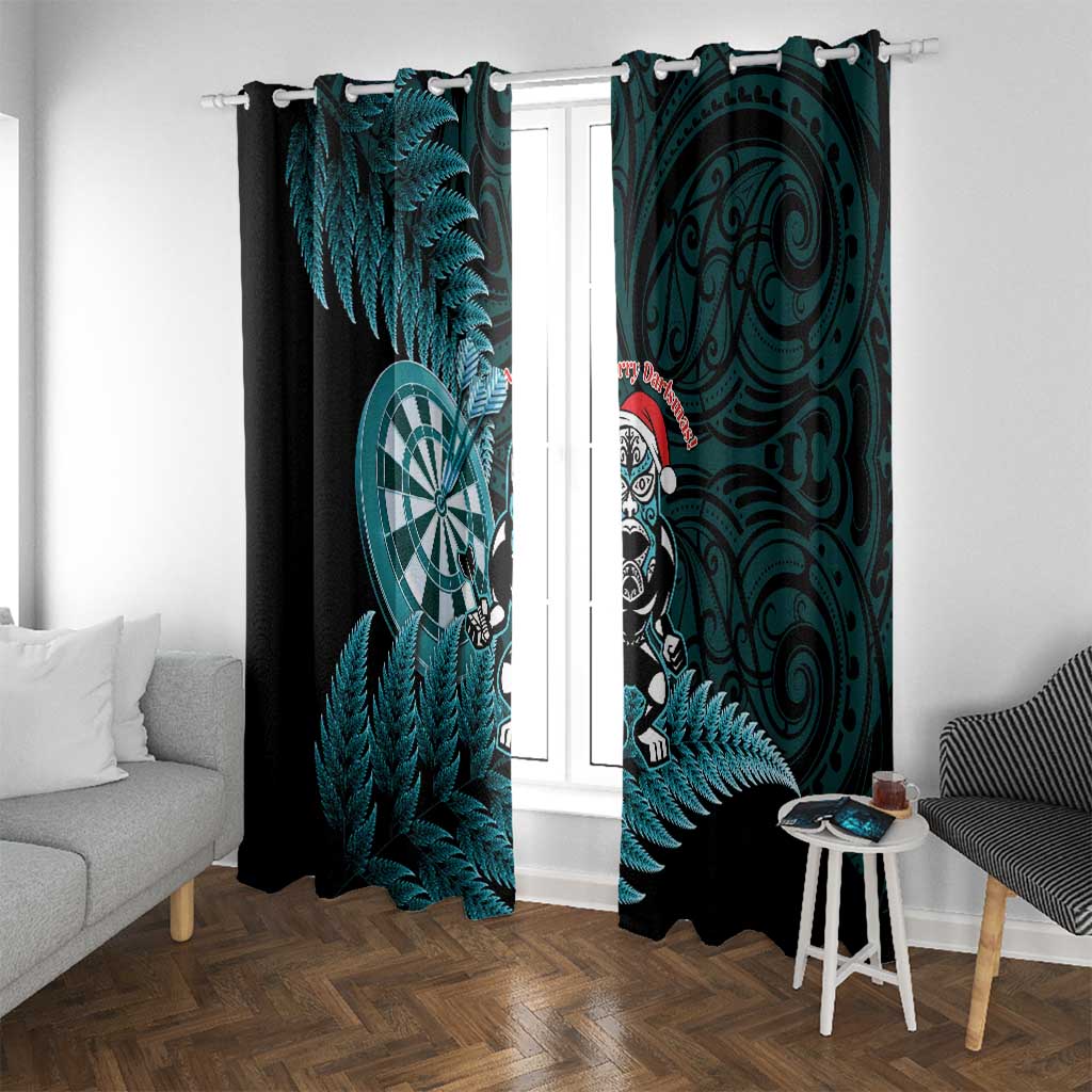 New Zealand Darts Christmas Window Curtain Maori Fern Merry Dartsmas - Polynesian Pride