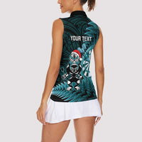 Personalised New Zealand Darts Christmas Women Sleeveless Polo Shirt Maori Fern Merry Dartsmas - Polynesian Pride
