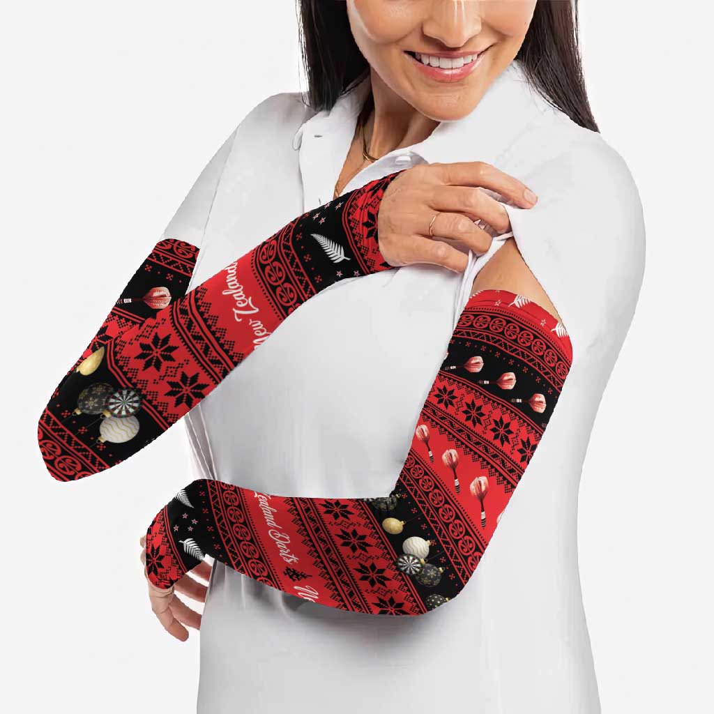New Zealand Darts Christmas Arm Sleeves Merry Xmas Aotearoa Maori Red - Polynesian Pride