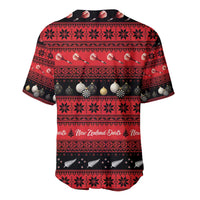New Zealand Darts Christmas Baseball Jersey Merry Xmas Aotearoa Maori Red - Polynesian Pride