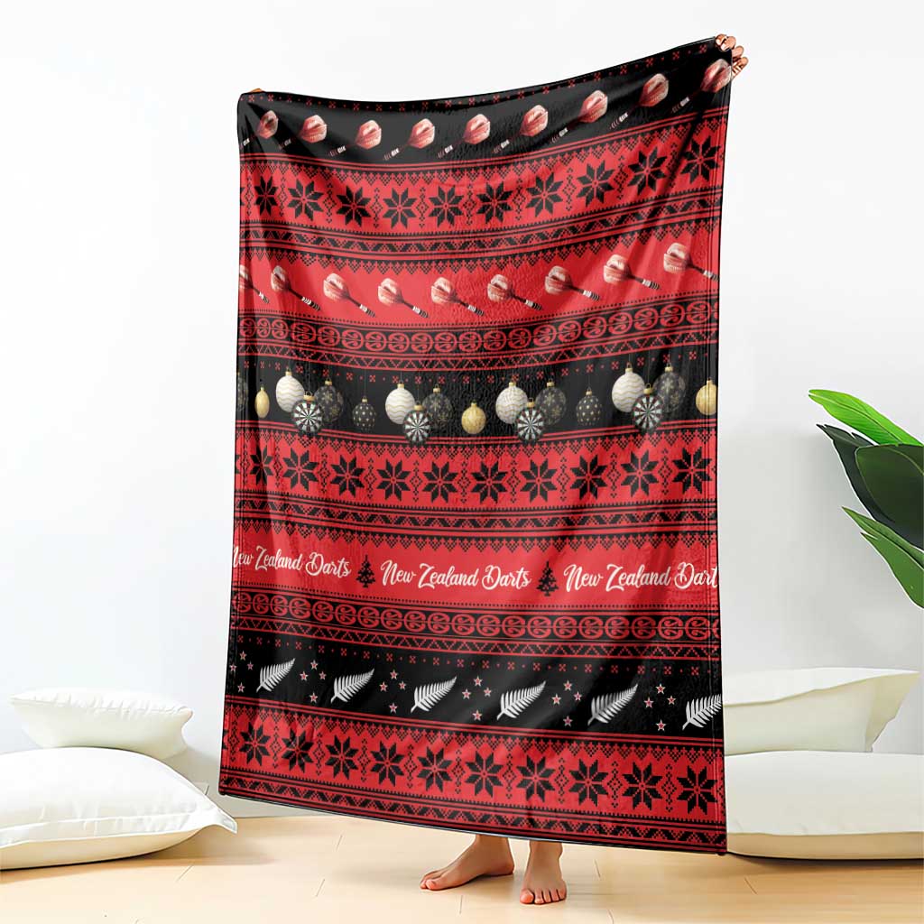 New Zealand Darts Christmas Blanket Merry Xmas Aotearoa Maori Red - Polynesian Pride