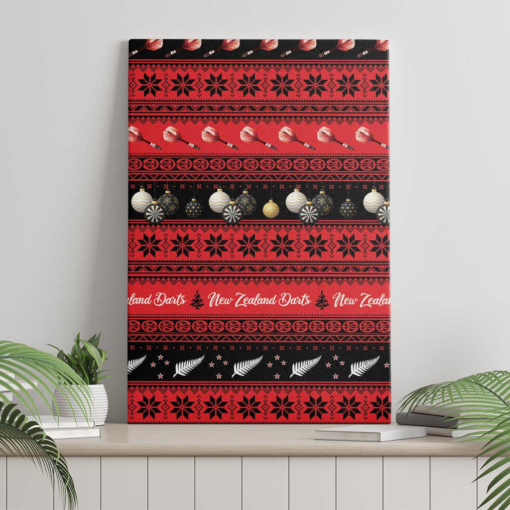 New Zealand Darts Christmas Canvas Wall Art Merry Xmas Aotearoa Maori Red - Polynesian Pride