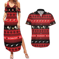 New Zealand Darts Christmas Couples Matching Summer Maxi Dress and Hawaiian Shirt Merry Xmas Aotearoa Maori Red - Polynesian Pride