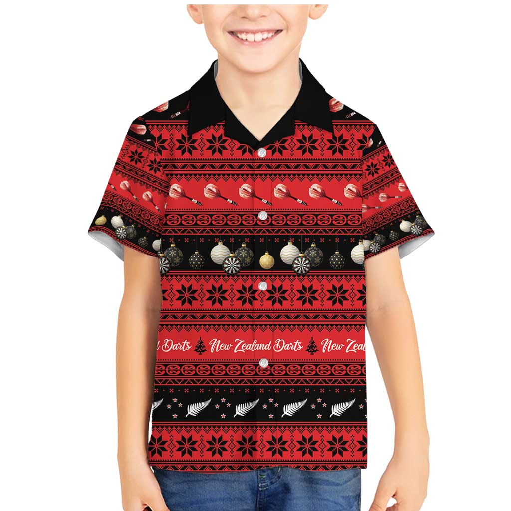 New Zealand Darts Christmas Family Matching Mermaid Dress and Hawaiian Shirt Merry Xmas Aotearoa Maori Red - Polynesian Pride
