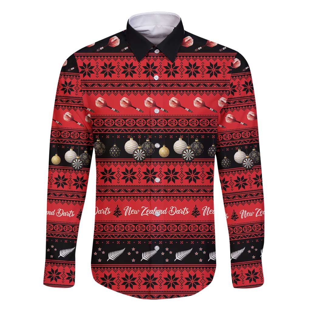 New Zealand Darts Christmas Family Matching Off Shoulder Short Dress and Hawaiian Shirt Merry Xmas Aotearoa Maori Red - Polynesian Pride