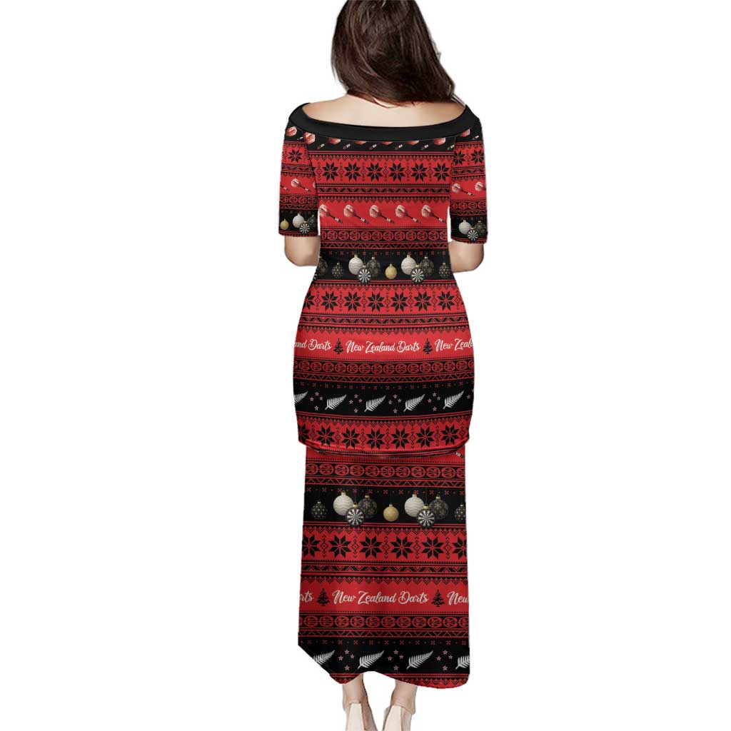 New Zealand Darts Christmas Family Matching Puletasi and Hawaiian Shirt Merry Xmas Aotearoa Maori Red - Polynesian Pride