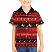 New Zealand Darts Christmas Family Matching Short Sleeve Bodycon Dress and Hawaiian Shirt Merry Xmas Aotearoa Maori Red - Polynesian Pride