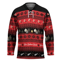 New Zealand Darts Christmas Hockey Jersey Merry Xmas Aotearoa Maori Red - Polynesian Pride