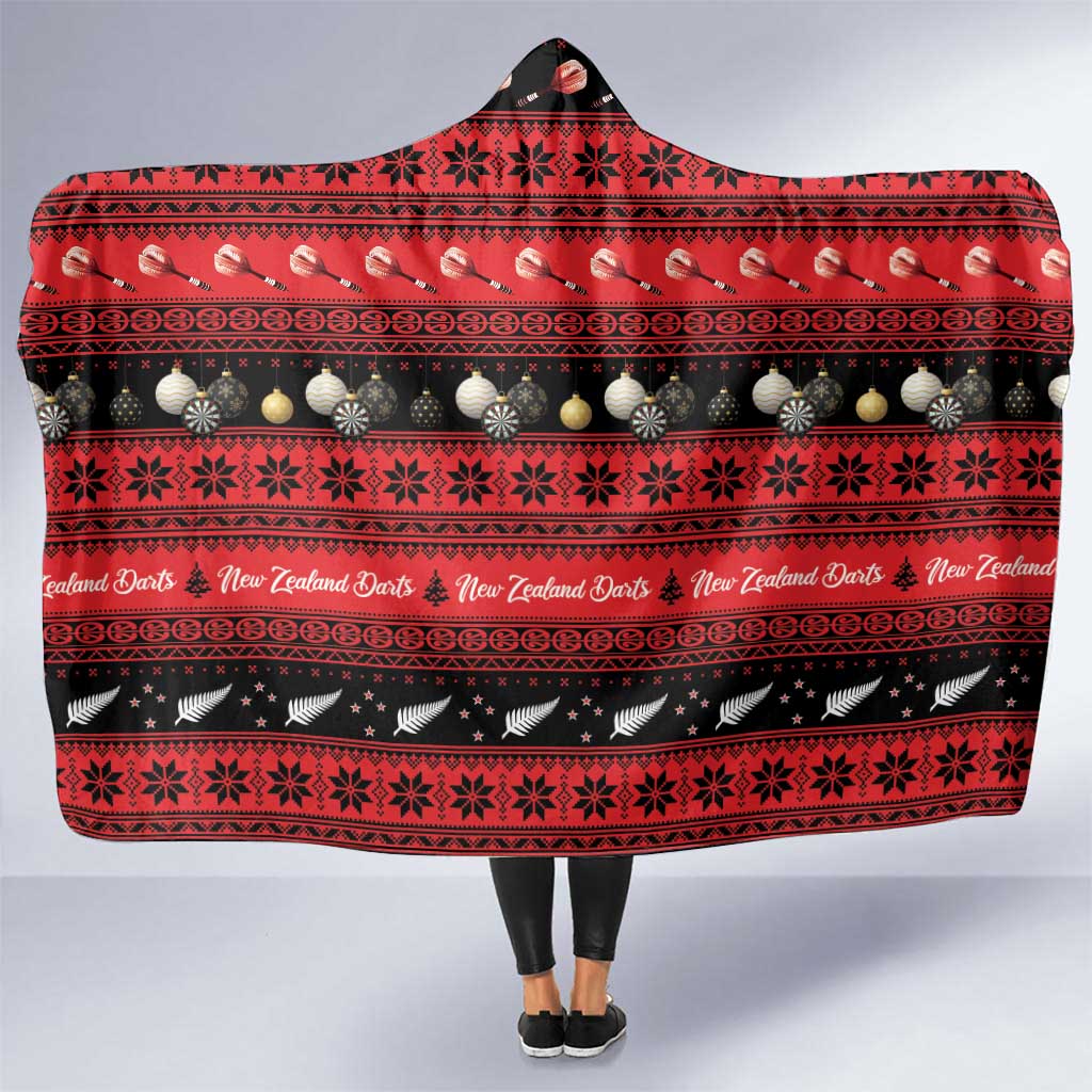 New Zealand Darts Christmas Hooded Blanket Merry Xmas Aotearoa Maori Red - Polynesian Pride