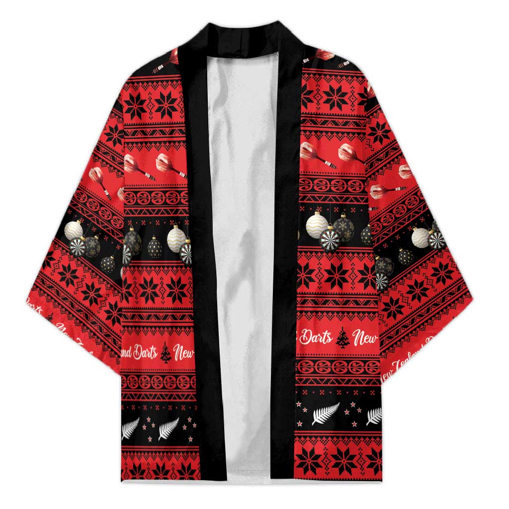 New Zealand Darts Christmas Kimono Merry Xmas Aotearoa Maori Red - Polynesian Pride