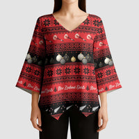 New Zealand Darts Christmas Kimono Sleeve Blouse Merry Xmas Aotearoa Maori Red - Polynesian Pride
