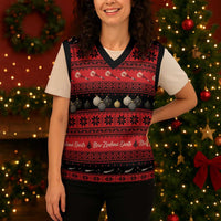 New Zealand Darts Christmas Knitted V-Neck Vest Merry Xmas Aotearoa Maori Red - Polynesian Pride