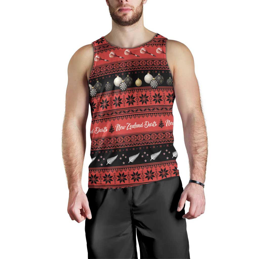 New Zealand Darts Christmas Men Tank Top Merry Xmas Aotearoa Maori Red - Polynesian Pride