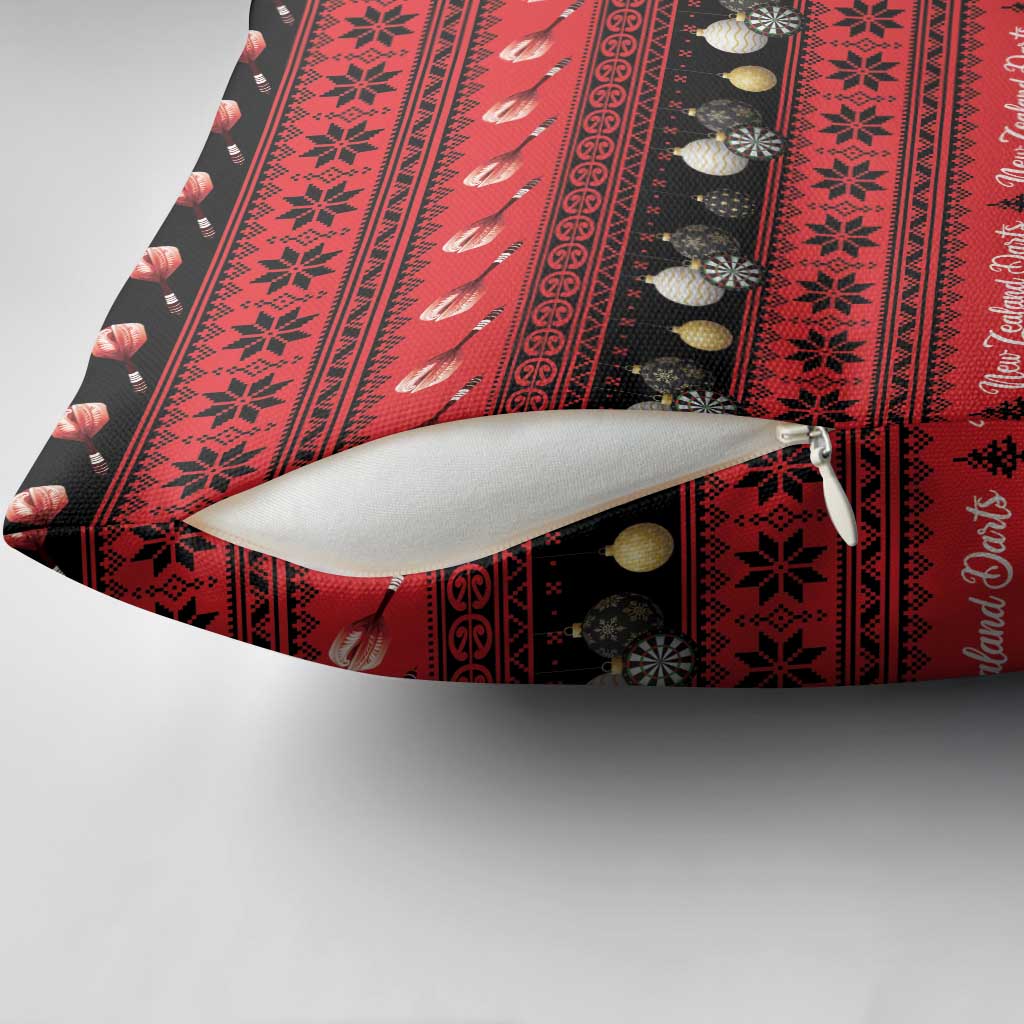 New Zealand Darts Christmas Pillow Cover Merry Xmas Aotearoa Maori Red - Polynesian Pride